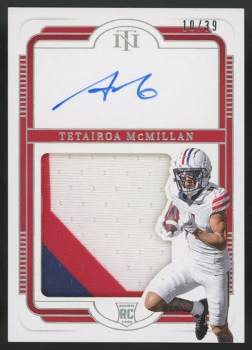 2025 National Treasures Collegiate Tetairoa McMillan RC Patch Auto RPA /39