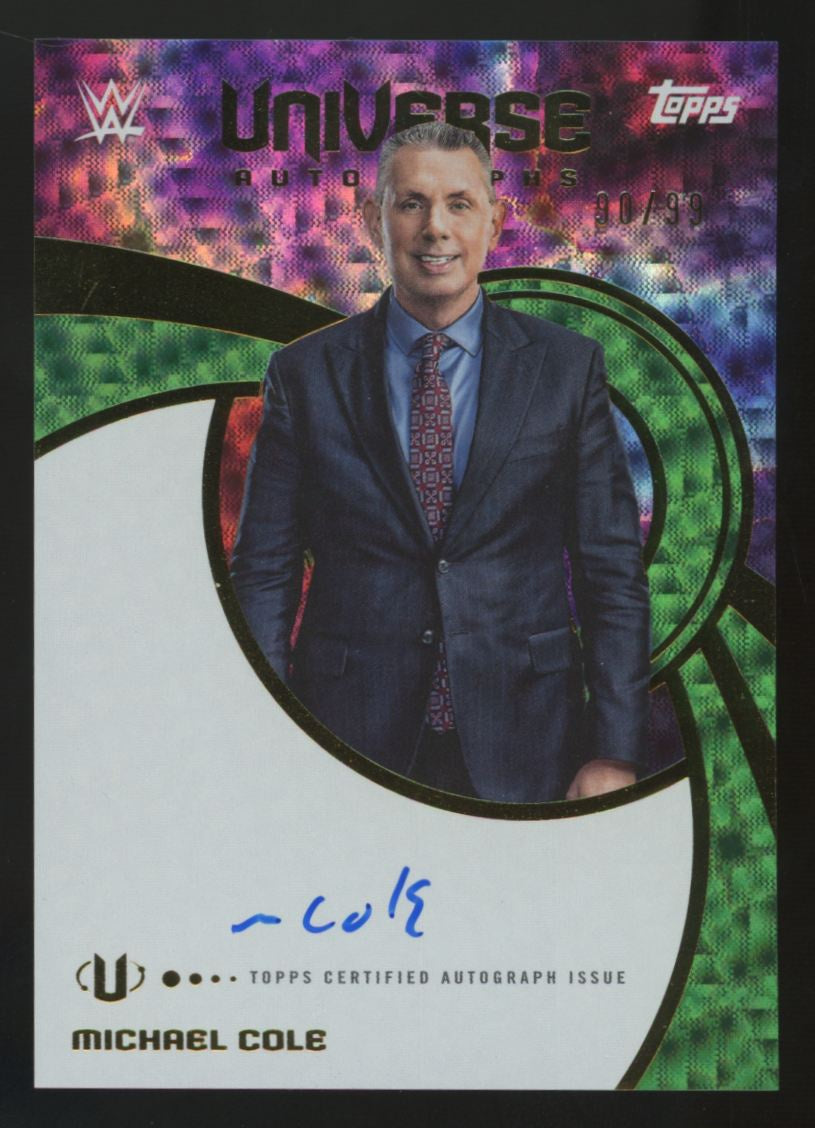 2025 Topps WWE Universe Michael Cole Green Electric Auto /99 #UNA-MIC