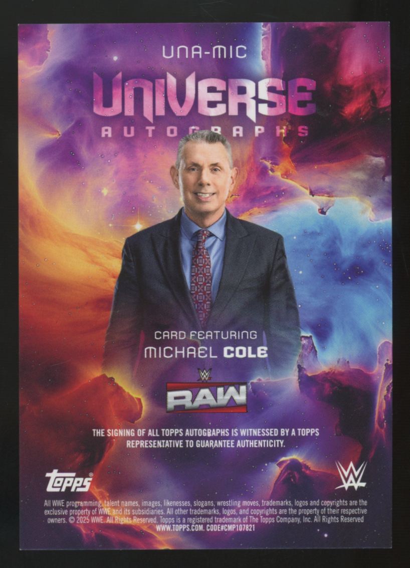 2025 Topps WWE Universe Michael Cole Green Electric Auto /99 #UNA-MIC