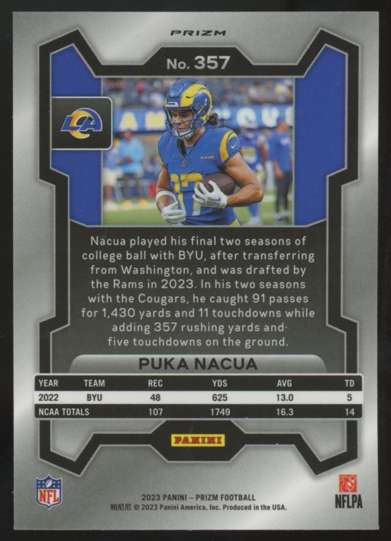 2023 Panini Prizm Puka Nacua RC Neon Green Pulsar #357