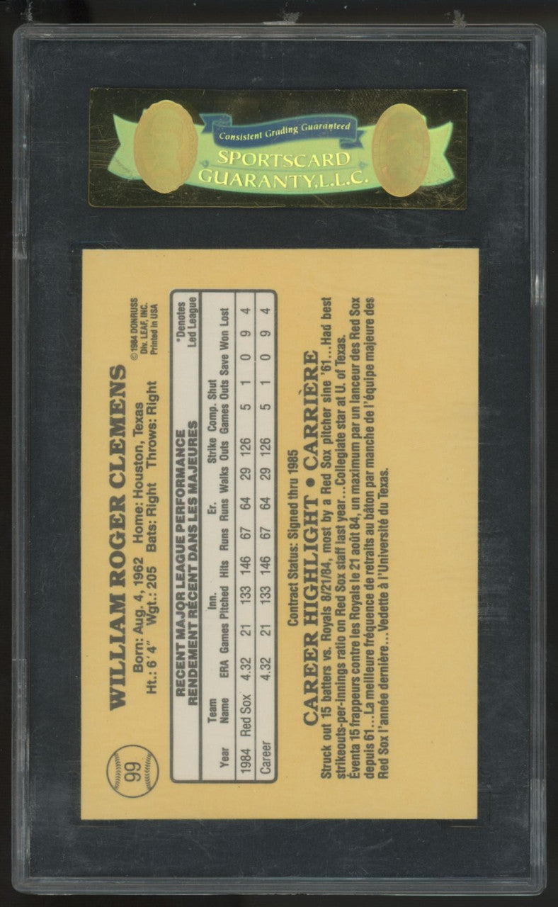 1985 Leaf Roger Clemens RC #99 SGC 7.5