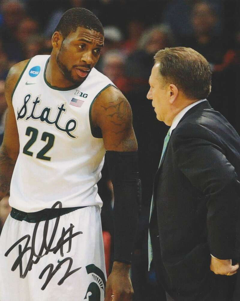 Branden Dawson 8x10'' Autographed Photo (Matte Finish) with Tom Izzo Michigan State Spartans NCAA
