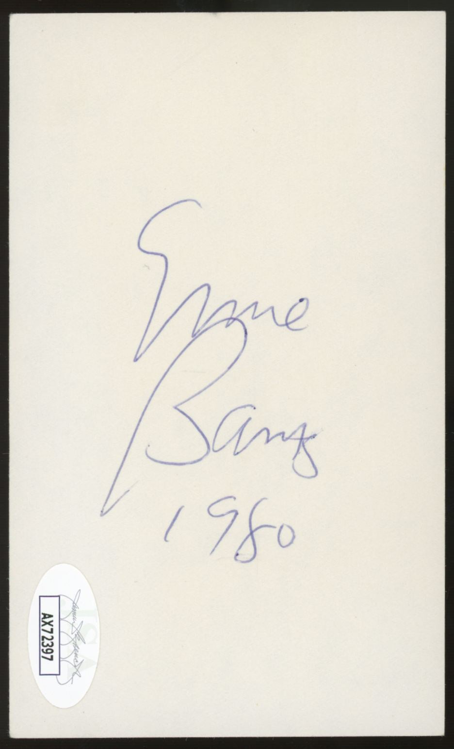 1980 Ernie Banks Signed Inscribed Autographed Index Card JSA Authentic