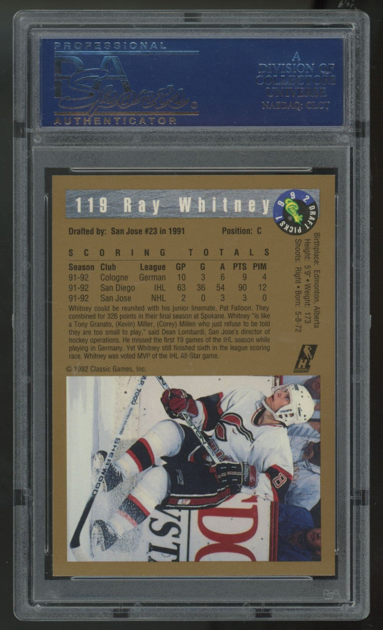 1992-93 Classic Ray Whitney RC Draft Picks #119 PSA 10