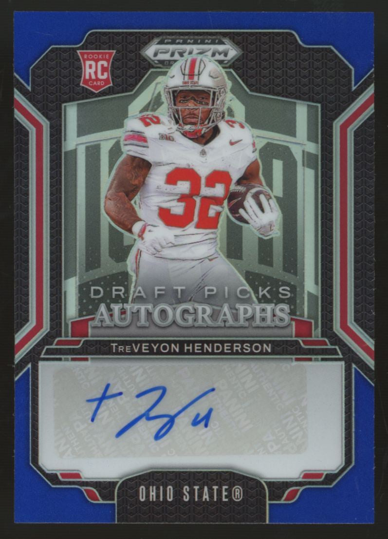 2025 Panini Prizm Draft Picks TreVeyon Henderson RC Blue Auto /249 #DPA-THN