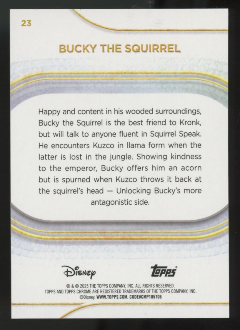 2025 Topps Chrome Disney Bucky The Squirrel Black Wave Refractor /10 #23