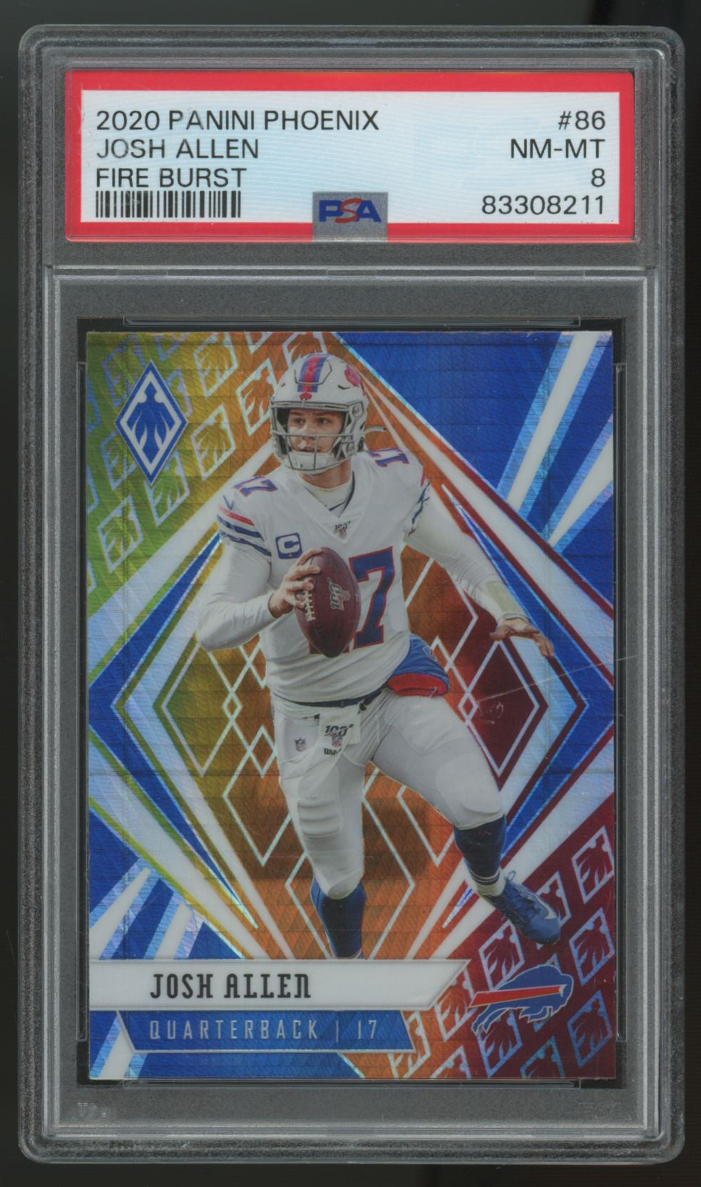 2020 Panini Phoenix Josh Allen Fire Burst #86 PSA 8