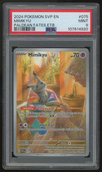2024 Pokemon Mimikyu Paldean Fates ETB Promo #075 PSA 9