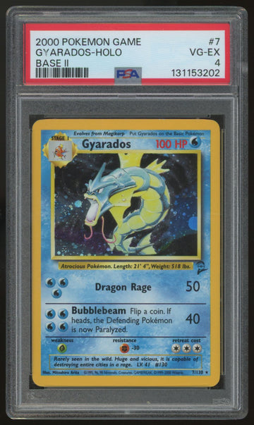 2000 Pokemon Gyarados Base Set II Holo #7 PSA 4