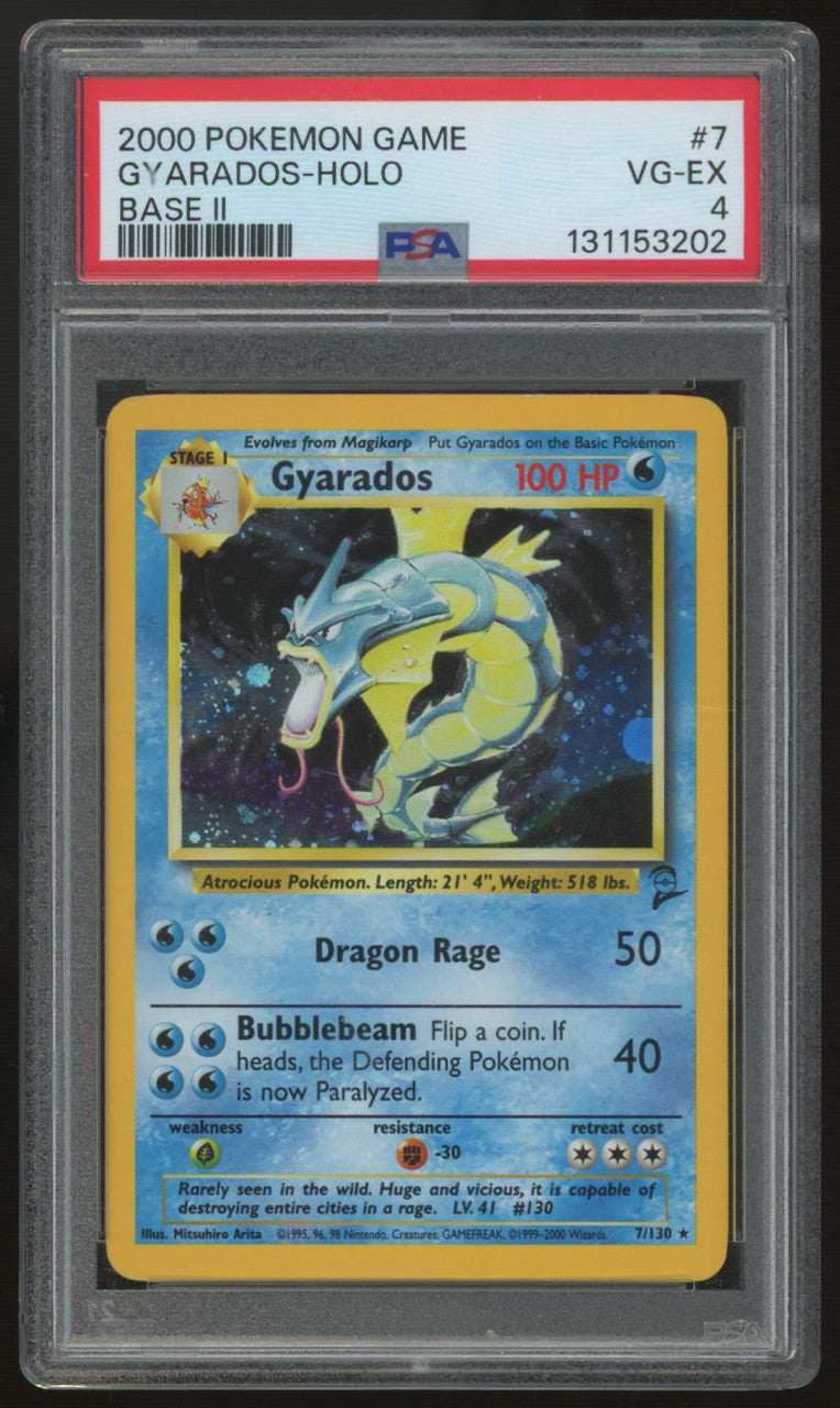 2000 Pokemon Gyarados Base Set II Holo #7 PSA 4