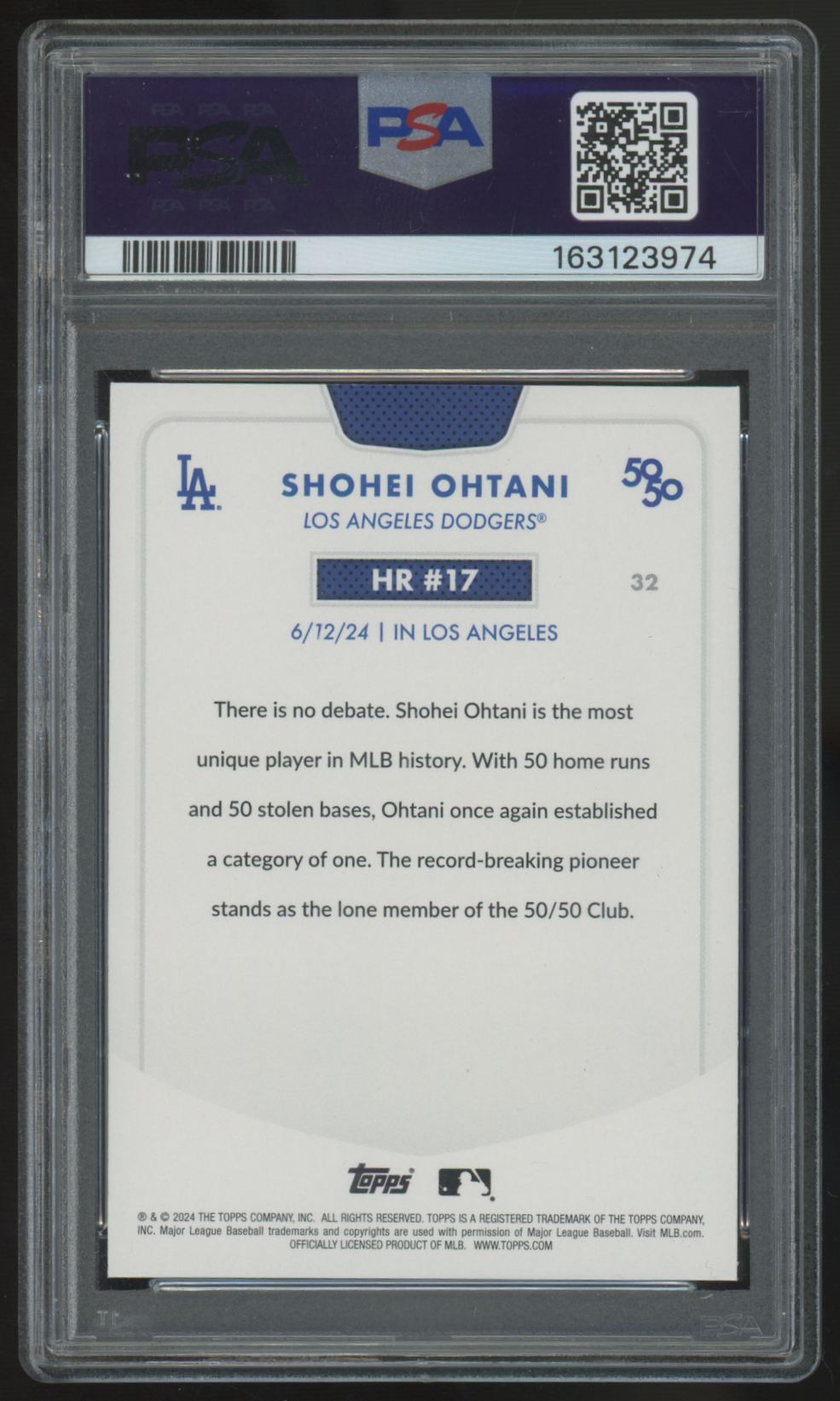 2024 Topps 50/50 Shohei Ohtani #32 PSA 10