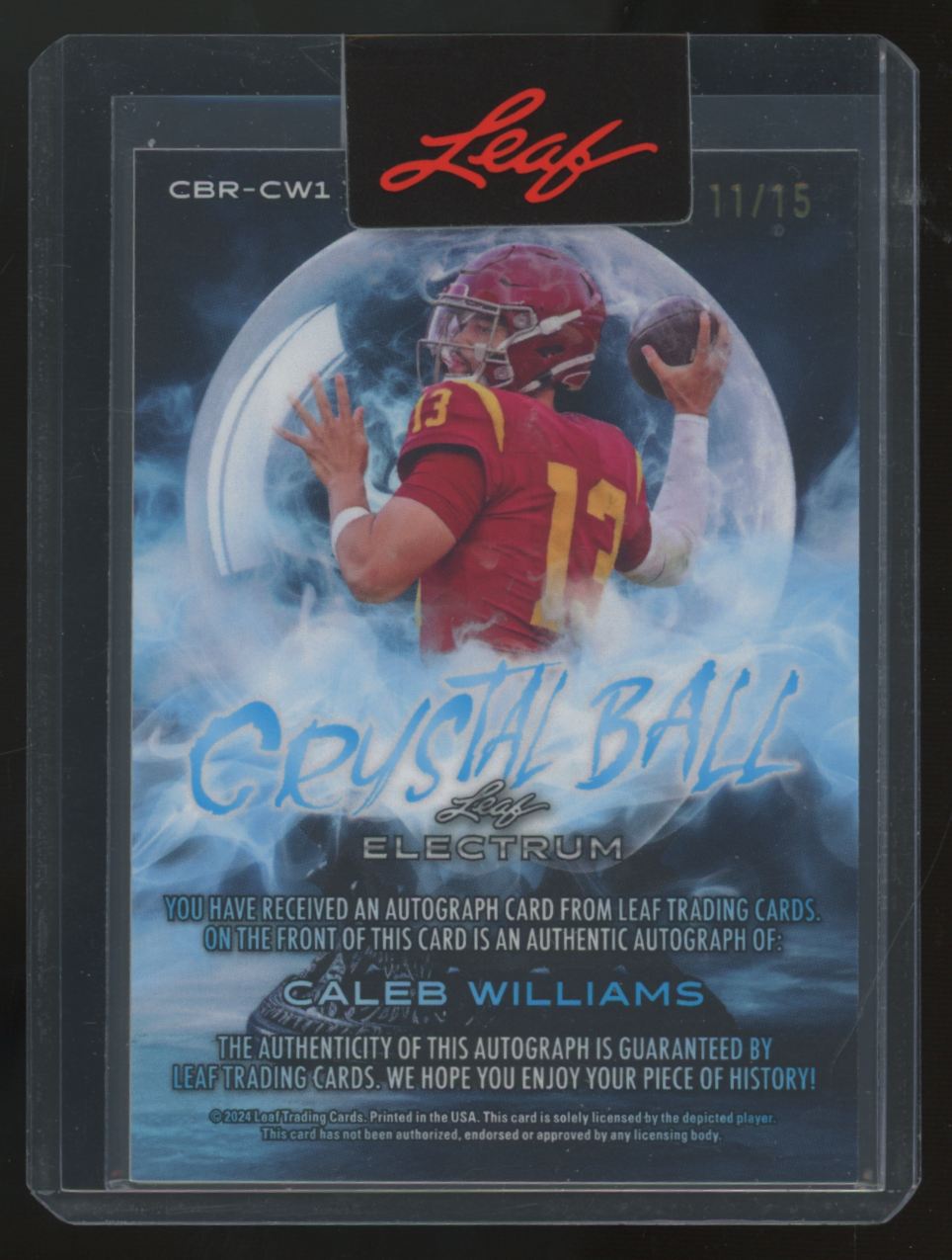 2024 Leaf Electrum Caleb Williams RC Crystal Ball Auto /15 #CBR-CW1