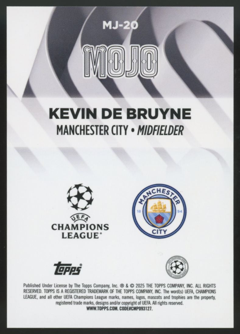 2024-25 Topps UEFA Club Competitions Kevin De Bruyne MOJO #MJ-20