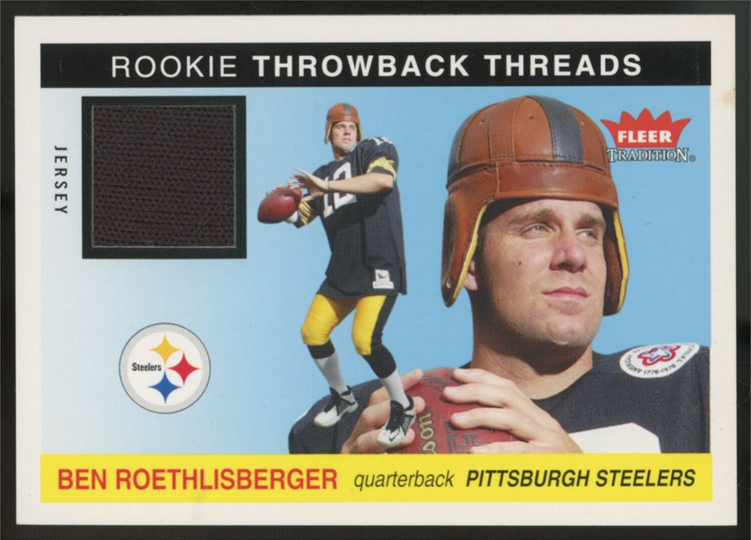 2004 Fleer Tradition Ben Roethlisberger RC Throwback Threads Patch #TT-BR