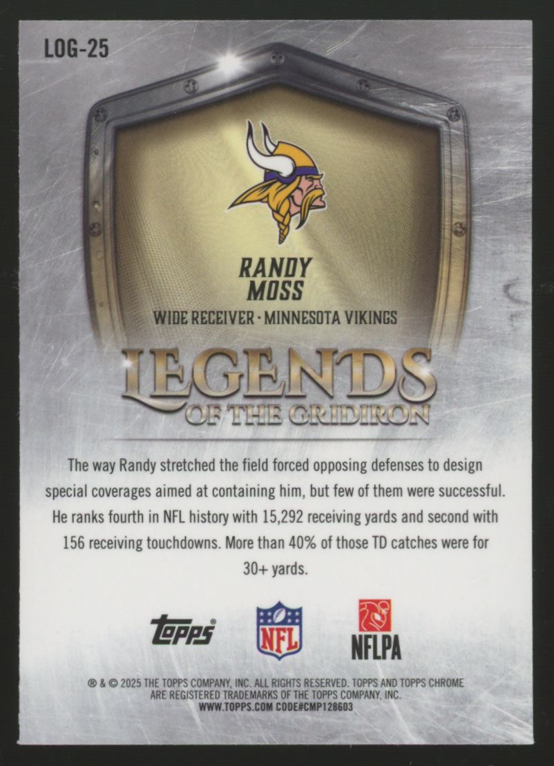 2025 Topps Chrome Randy Moss Legends Of The Game Green /99 #LOG-25