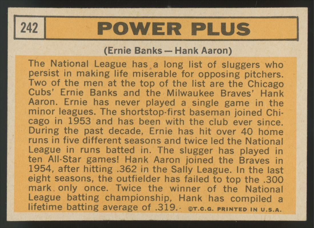 1963 Topps Ernie Banks/Hank Aaron Power Plus #242 EX