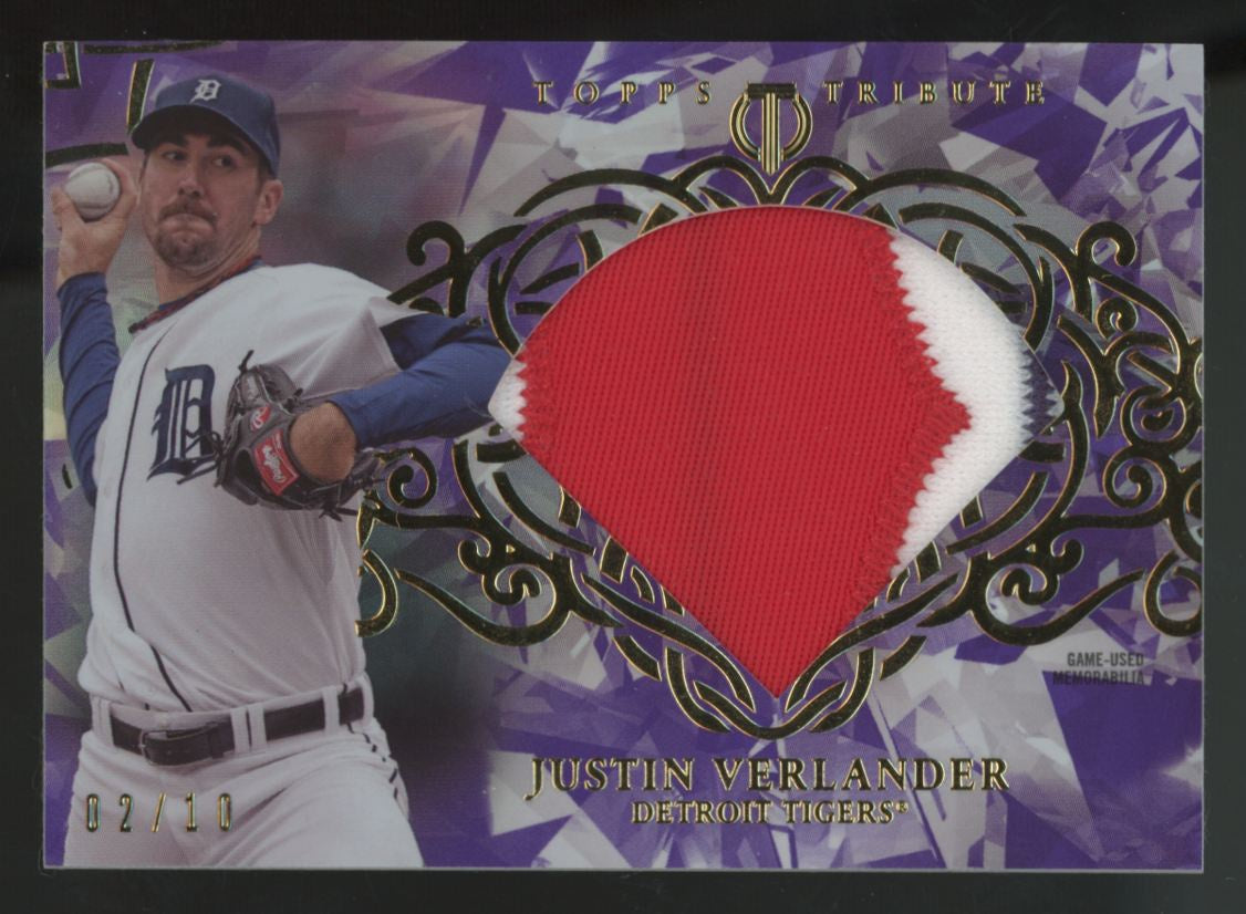 2015 Topps Tribute Justin Verlander Purple Diamond Cuts Patch /10 #DC-JV