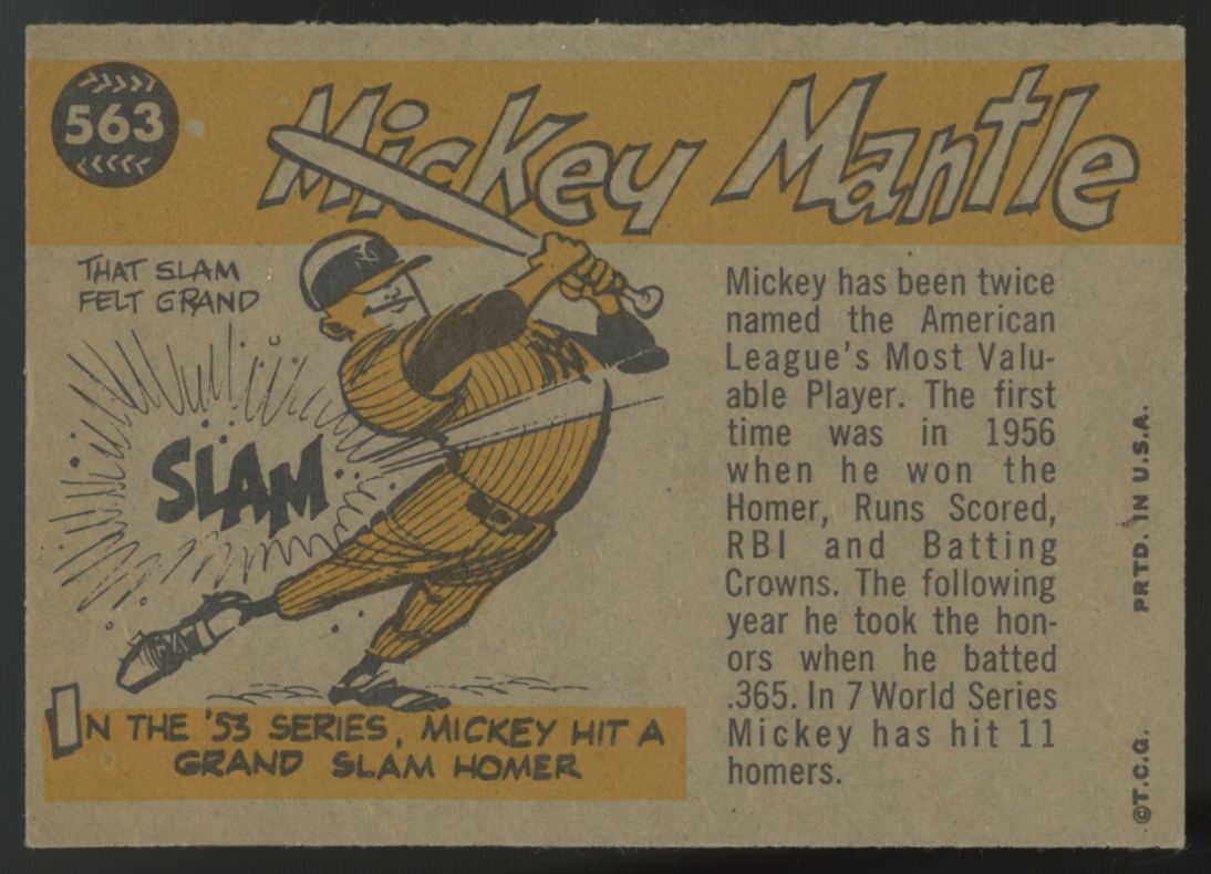 1960 Topps Mickey Mantle All Star #563 NM