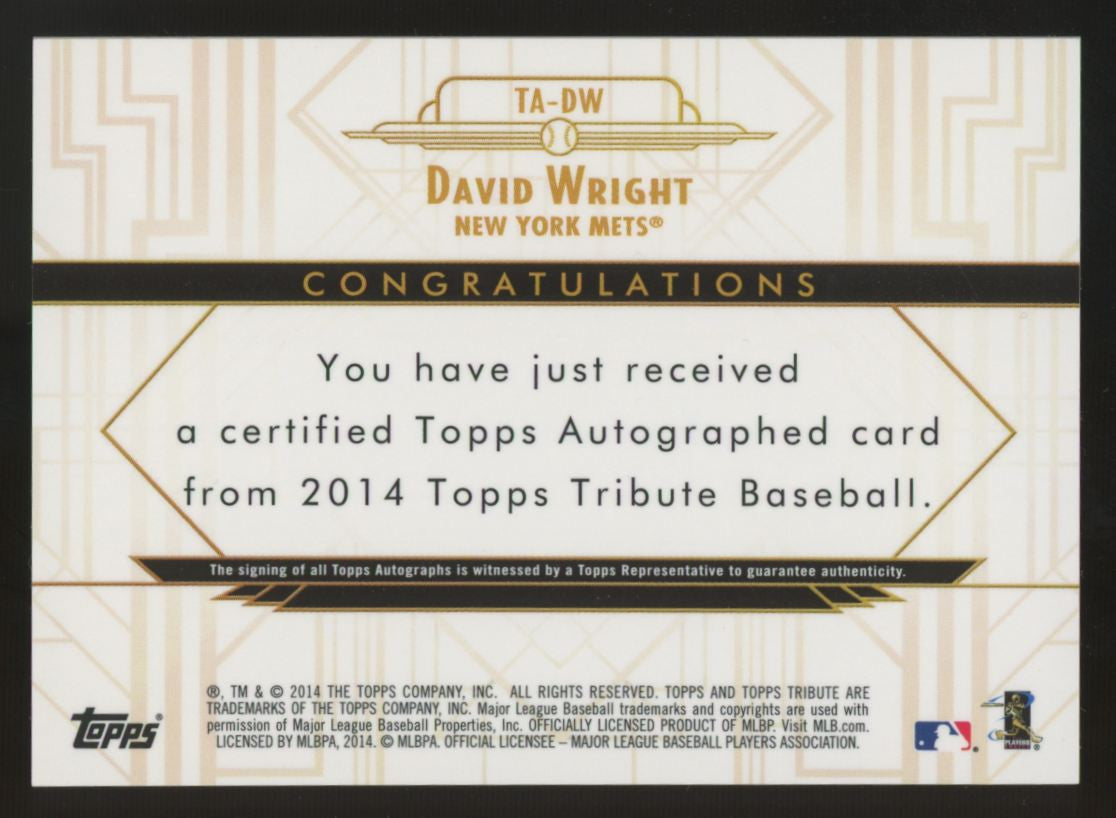 2014 Topps Tribute David Wright Green Auto /25 #TA-DW