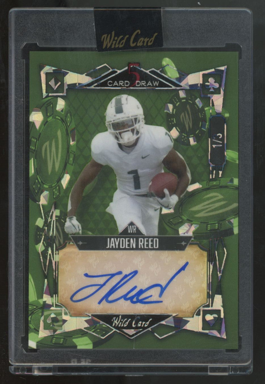2023 Wild Card 5 Card Draw Jayden Reed Green Poker Auto /3 #5CDM-52
