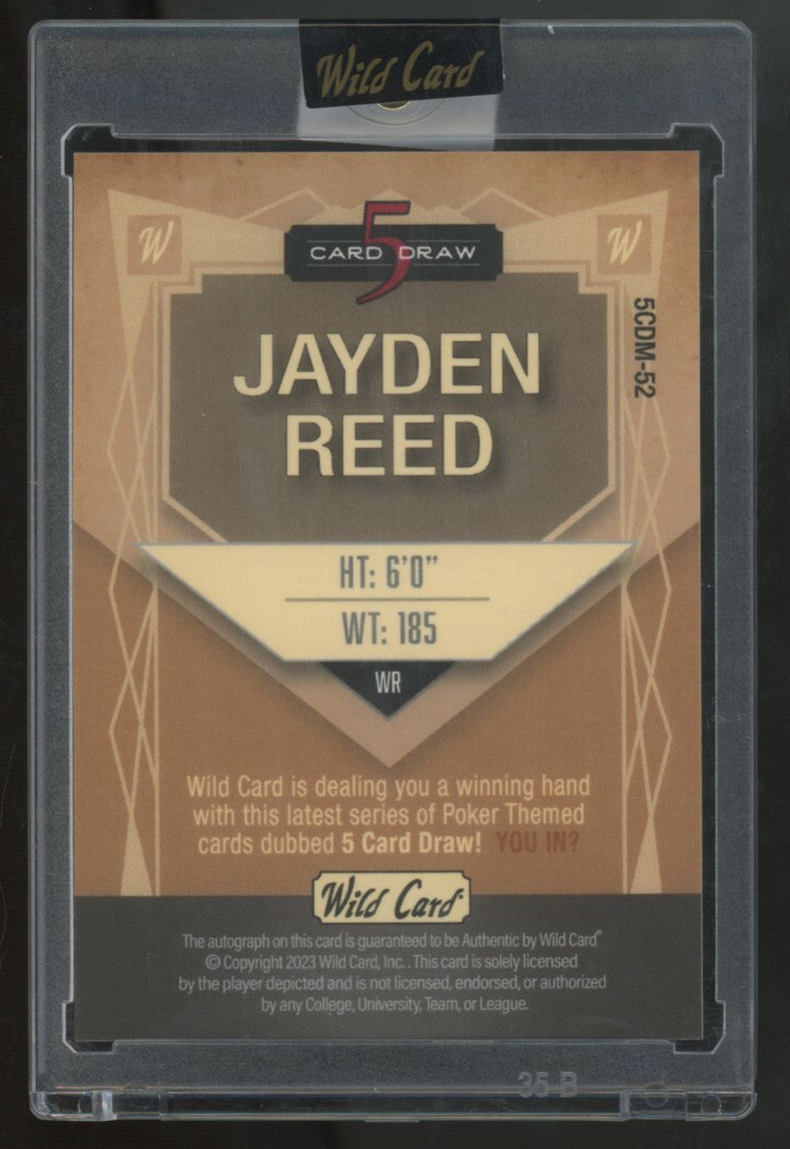 2023 Wild Card 5 Card Draw Jayden Reed Green Poker Auto /3 #5CDM-52