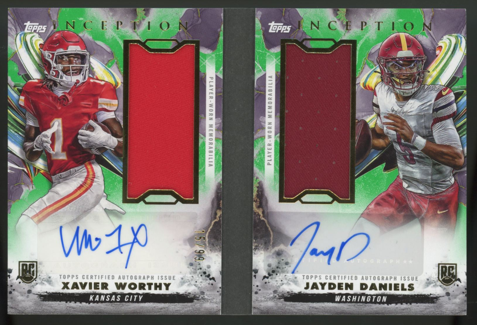 2024 Topps Inception Jayden Daniels Xavier Worthy RC Patch Auto RPA Booklet /99