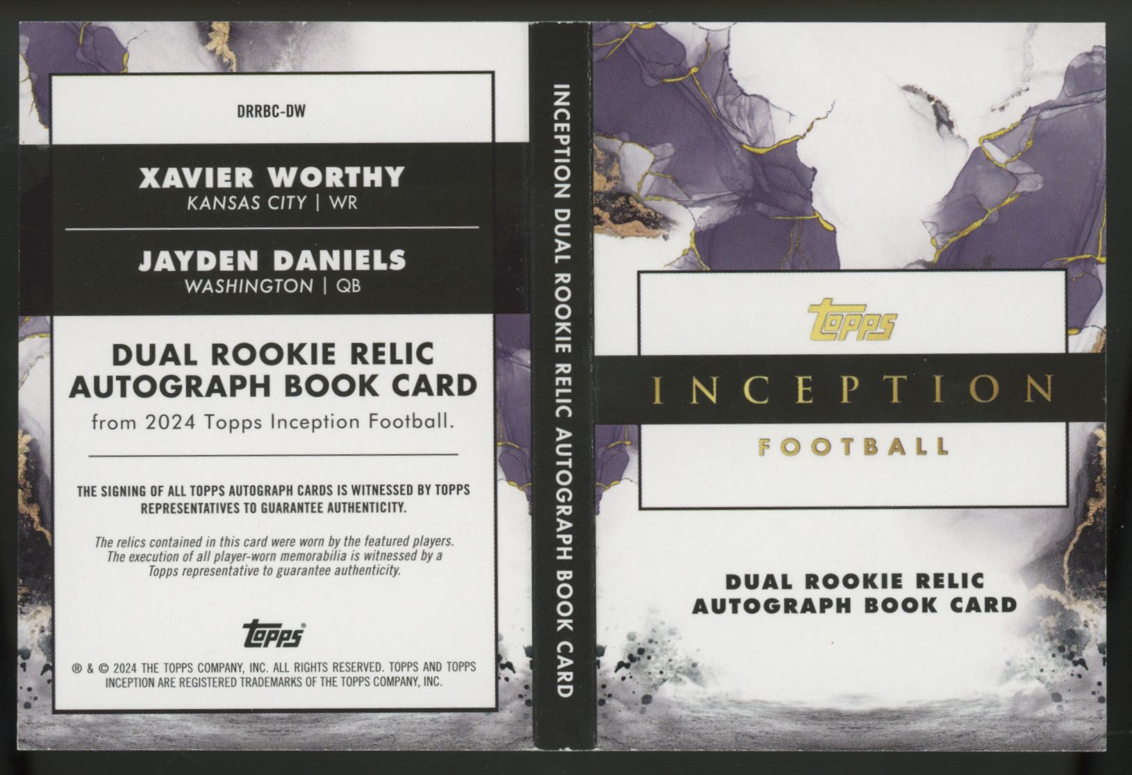 2024 Topps Inception Jayden Daniels Xavier Worthy RC Patch Auto RPA Booklet /99