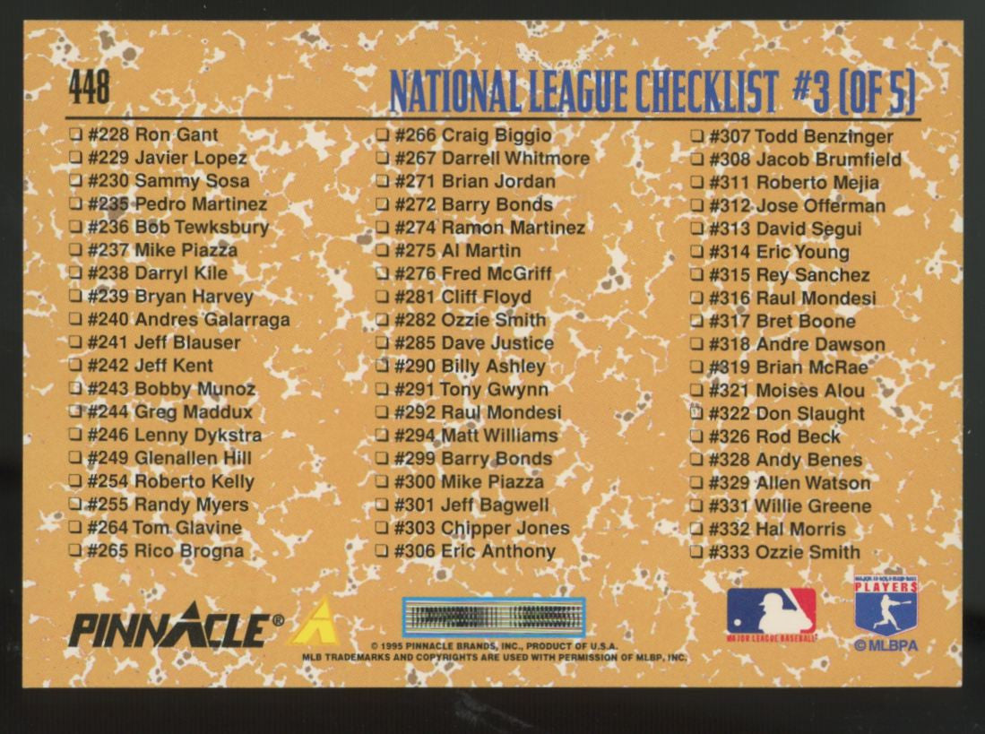 1995 Pinnacle Mike Piazza Artist's Proof Checklist #448