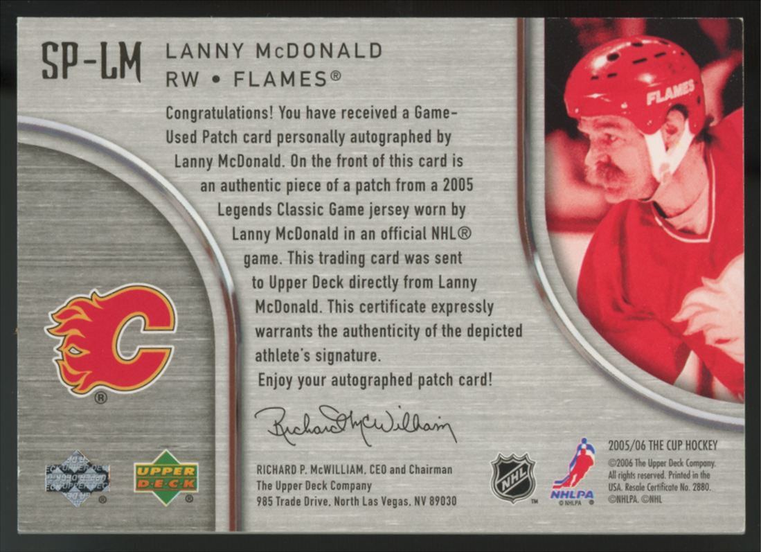 2005-06 Upper Deck The Cup Lanny McDonald Patch Auto /75 #SP-LM
