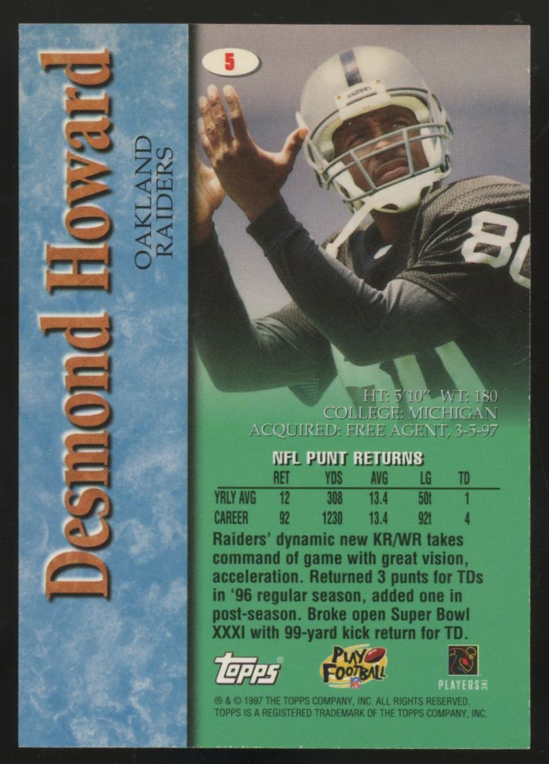 1997 Topps Desmond Howard Certified Autograph Issue Auto #5