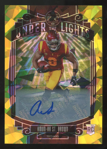 2021 Panini Legacy Amon-Ra St. Brown RC Under The Lights Gold Ice Auto /25