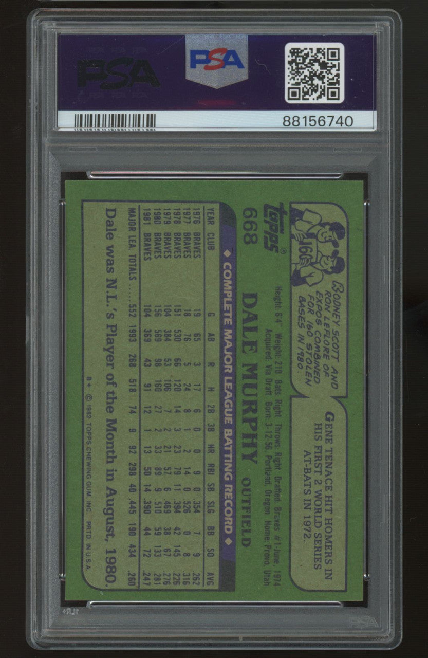 1982 Topps Dale Murphy #668 PSA 8