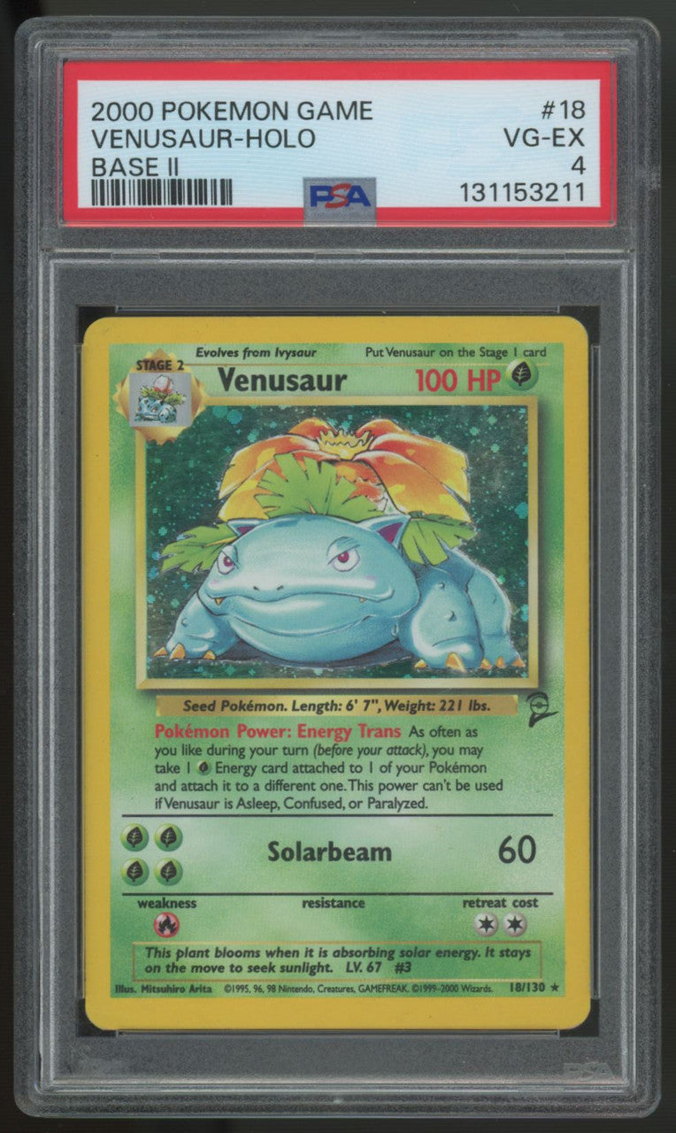 2000 Pokemon Venusaur Base Set II Holo #18 PSA 4