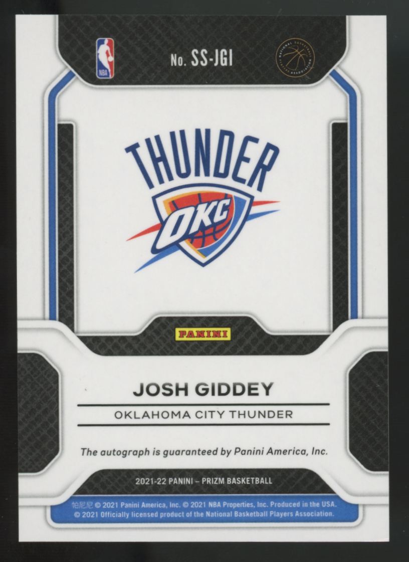 2021-22 Panini Prizm Josh Giddey RC Sensational Signatures Auto #SS-JGI