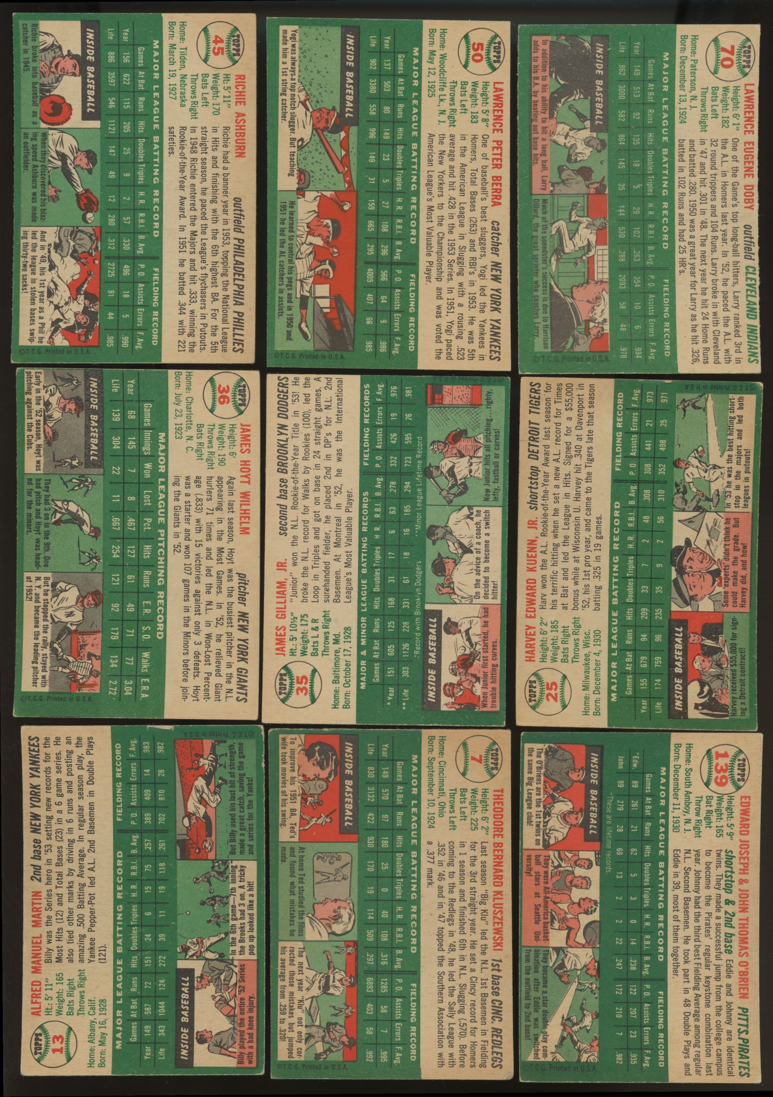1954 Topps Baseball Complete Set (250) VG-VG/EX