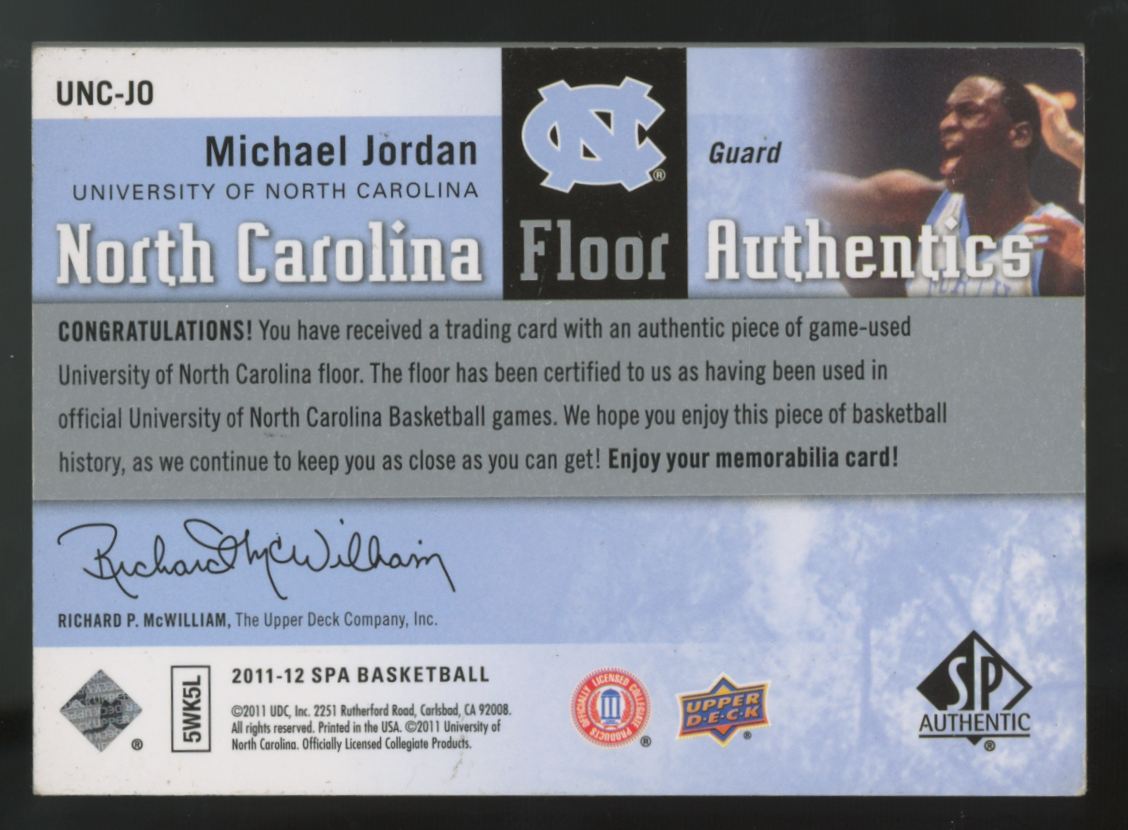 2011-12 Upper Deck SP Authentic Michael Jordan UNC Floor Relic #UNC-JO