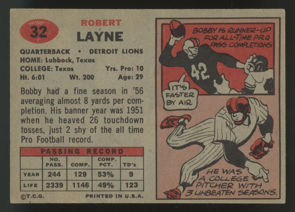 1957 Topps Bobby Layne #32 VG/EX