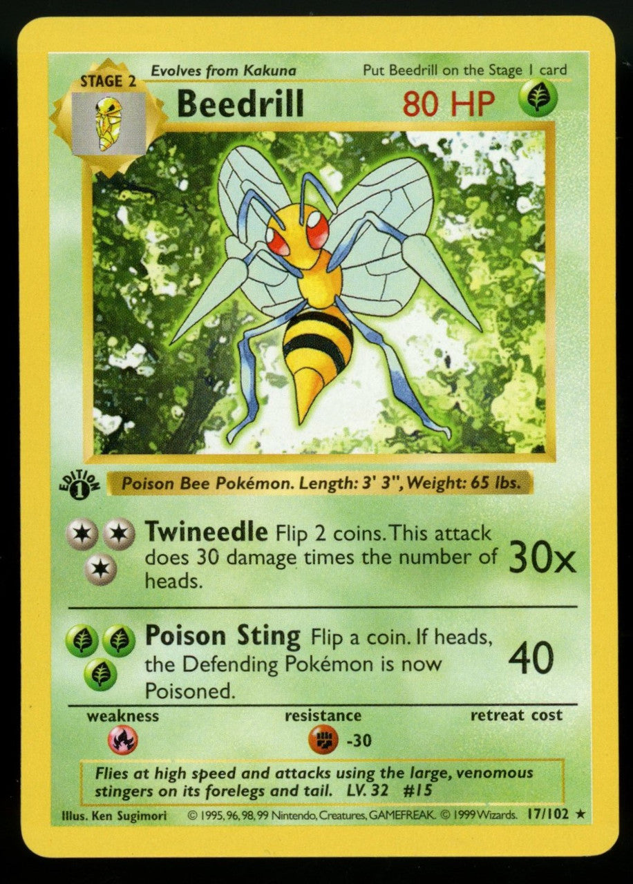 Pokemon Beedrill 1st Edition Base Set Shadowless #17/102 (B)