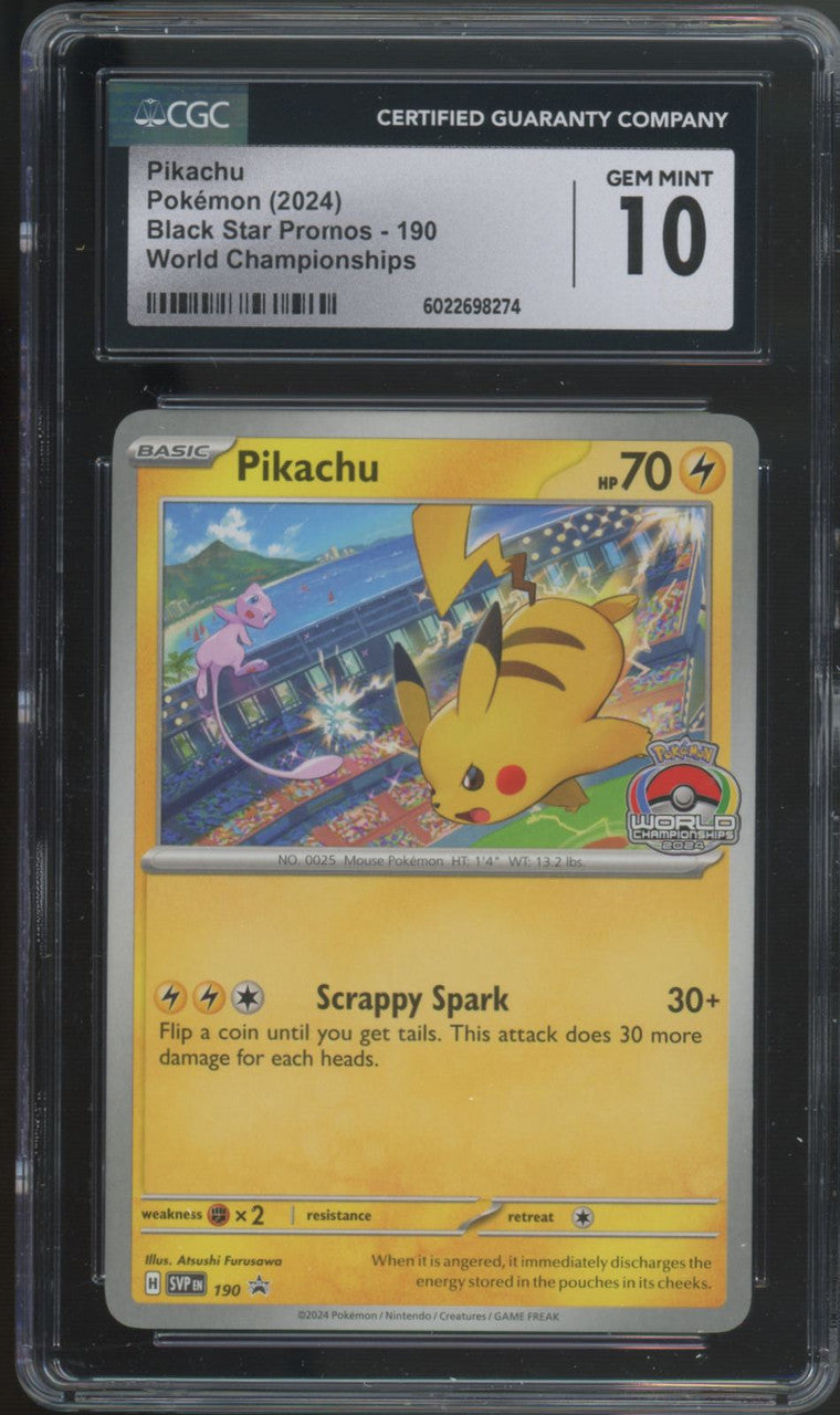 2024 Pokemon Pikachu World Championships Promo #190 CGC 10