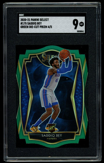 2021 Panini Select Saddiq Bey Green Die Cut Prizm RC /5 #175 SGC 9 MT