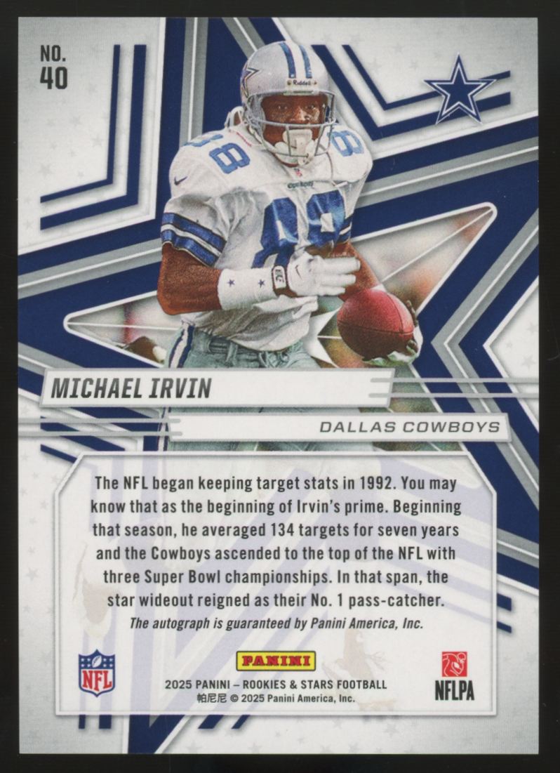 2025 Panini Rookies And Stars Michael Irvin Auto #40