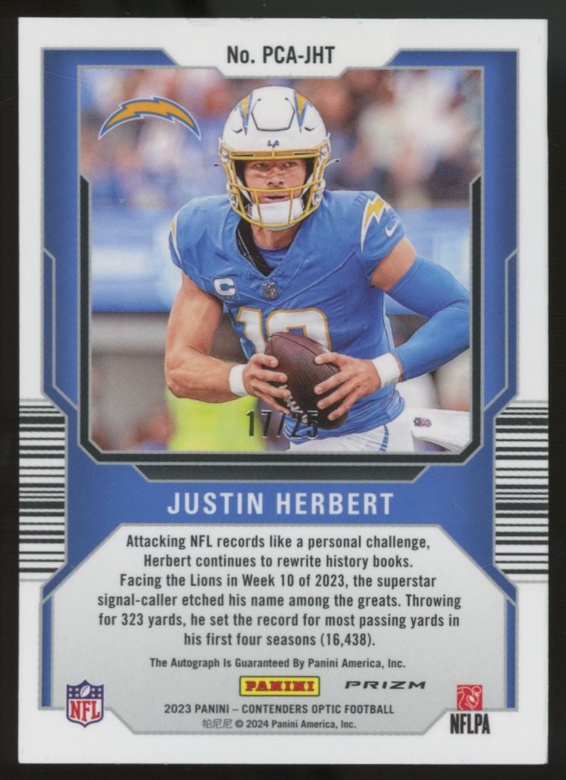 2023 Contenders Optic Justin Herbert Perennial Contenders Black Scope Auto /25