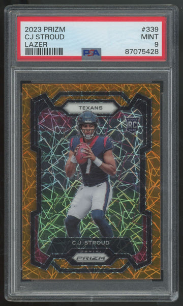 2023 Panini Prizm C.J. Stroud RC Orange Lazer #339 PSA 9