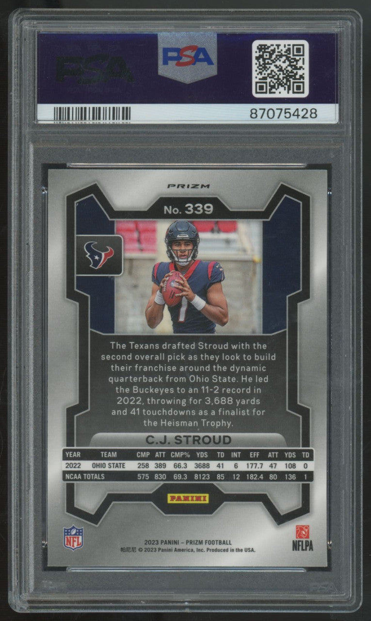 2023 Panini Prizm C.J. Stroud RC Orange Lazer #339 PSA 9