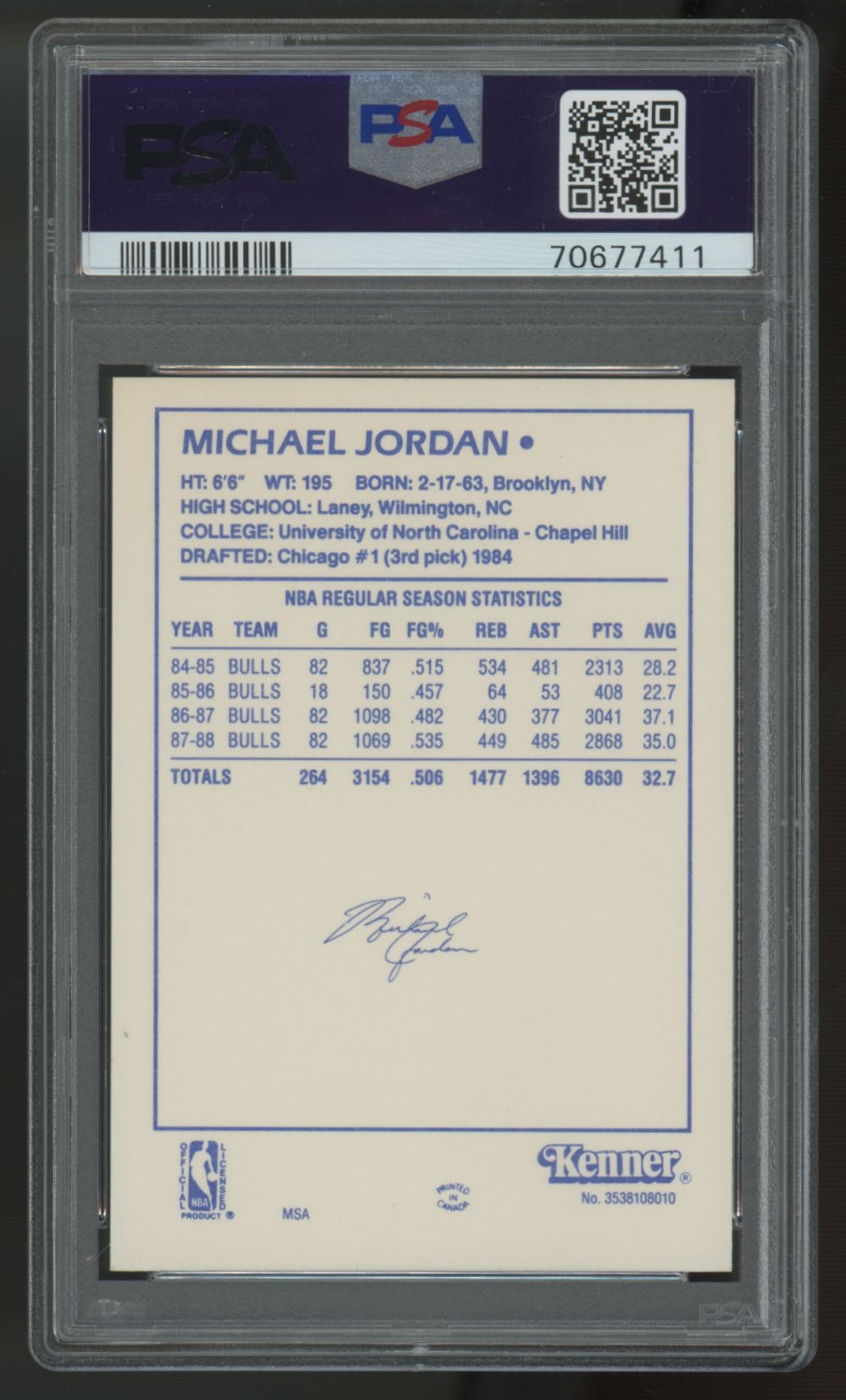 1988 Kenner Starting Lineup Michael Jordan PSA 8