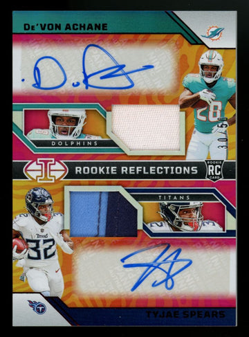 2023 Illusions DeVon Achane/Tyjae Spears RC Reflections Dual Patch Auto Red /50