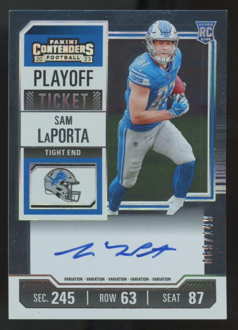 2023 Contenders Sam LaPorta RC Playoff Ticket Auto Variation /149 #131