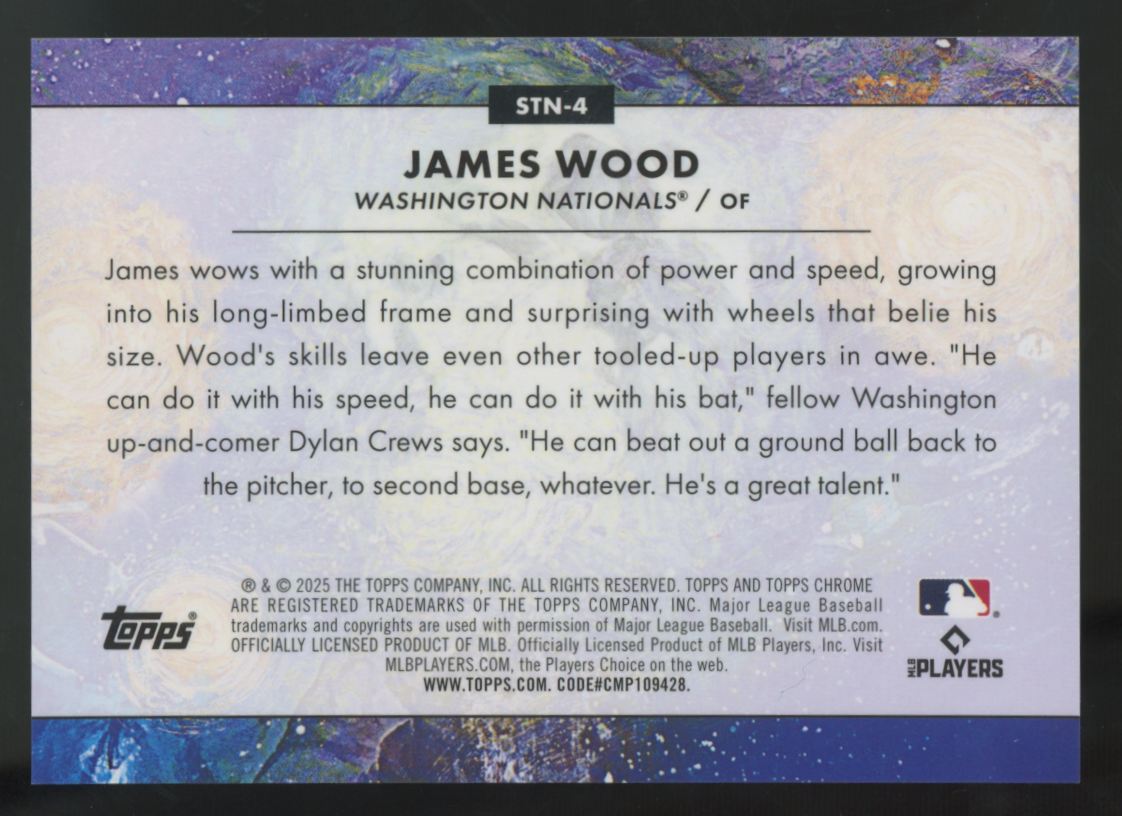 2025 Topps Chrome Cosmic James Wood RC Stars In The Night Refractor #STN-4
