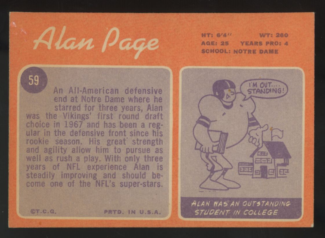 1970 Topps Alan Page RC #59 EX+