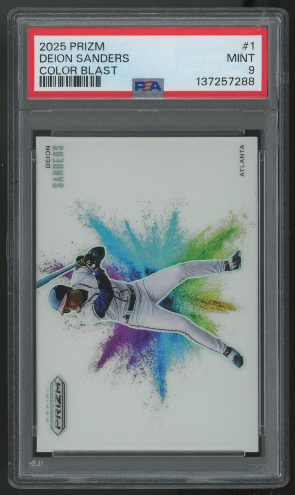 2025 Panini Prizm Deion Sanders Color Blast SSP #1 PSA 9